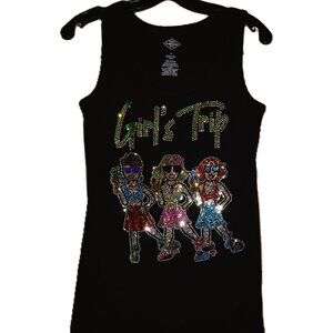 Girls Trip  rhinestone bling black sleeveless tank sz XS S M L XL XXL 1X…